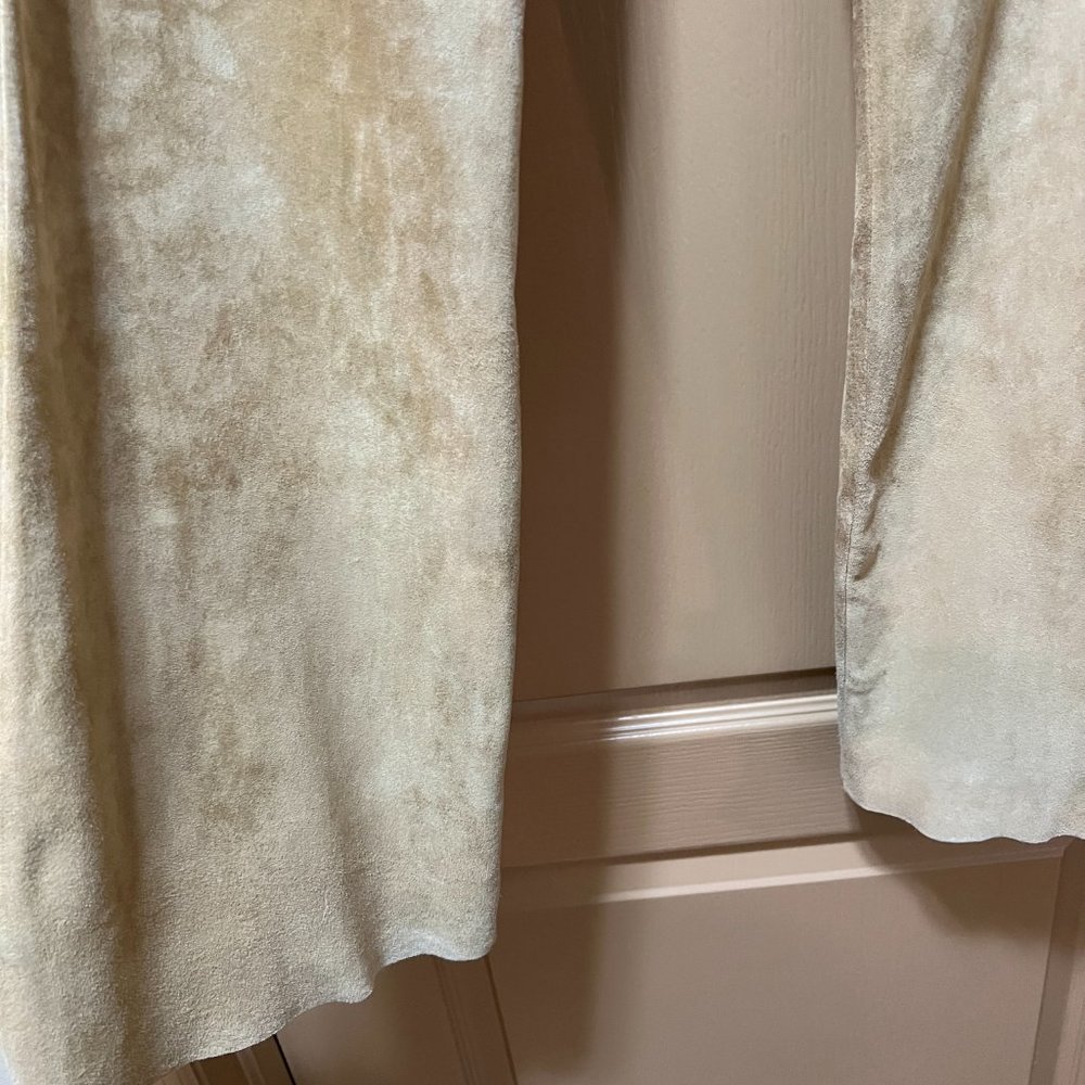 ❣️LIKE NEW❣️Washable MODA International Beige Suede Pants 100% Genuine Leather - Picture 5 of 13